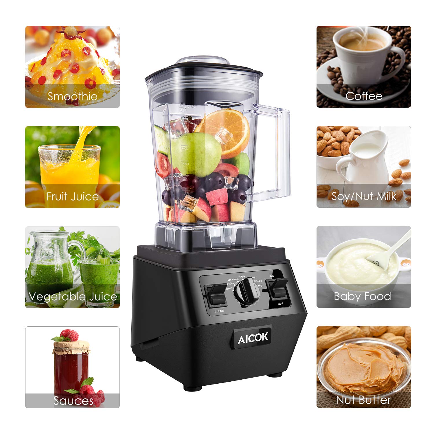 Small Appliances Blender AICOK Professional Countertop Blender Soup and