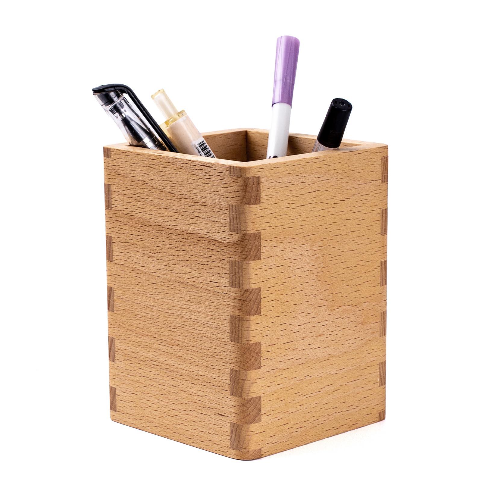 IRIVER BLANK Walnut Pencil Pen Holders Holder Stand for Desk Geometric Pencil Cup Pot Cute Desktop Office Supplies, Makeup Brushes Organizer (Wood)