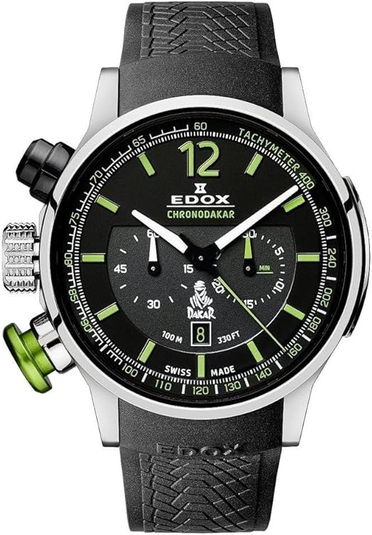 edox men's 38001 tin ain chronorally analog display swiss quartz black watch