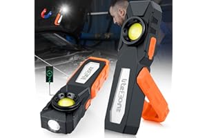 Litezone Rechargeable Work Light - 2Pack 2000mAh Portable Magnetic Work Light with Hanging Hook and Clip, 4 Lighting Modes Flashlight for Car Repairing, Mechanic and Emergency