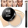 LOKFAR Cream Concealer Full Coverage Makeup, Matte Color Correcting With Brush, Waterproof, Conceals Blemish, Pores and Spots, Under Eye Makeup for Dark Circles (#02 Light Cream)