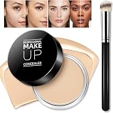 LOKFAR Cream Concealer Full Coverage Makeup (#02 LIGHT CREAM) | Matte Concealer Pot With Brush, Waterproof, Conceals Blemish, Pores and Spots, Under Eye Makeup Concealer for Dark Circles