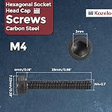 Kozelo 50pcs M4-0.7 x 25mm Socket Head Cap Screws Alloy Steel Black Oxide Grade view 2
