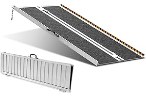 VEVOR Portable Wheelchair Ramp 4FT, Non-Slip Aluminum Folding Handicap Ramp, Door Threshold Ramps for Wheelchair for Home,Wheel Chair Ramp Steps, Cars, Scooter, Cart, Curbs, Stairs