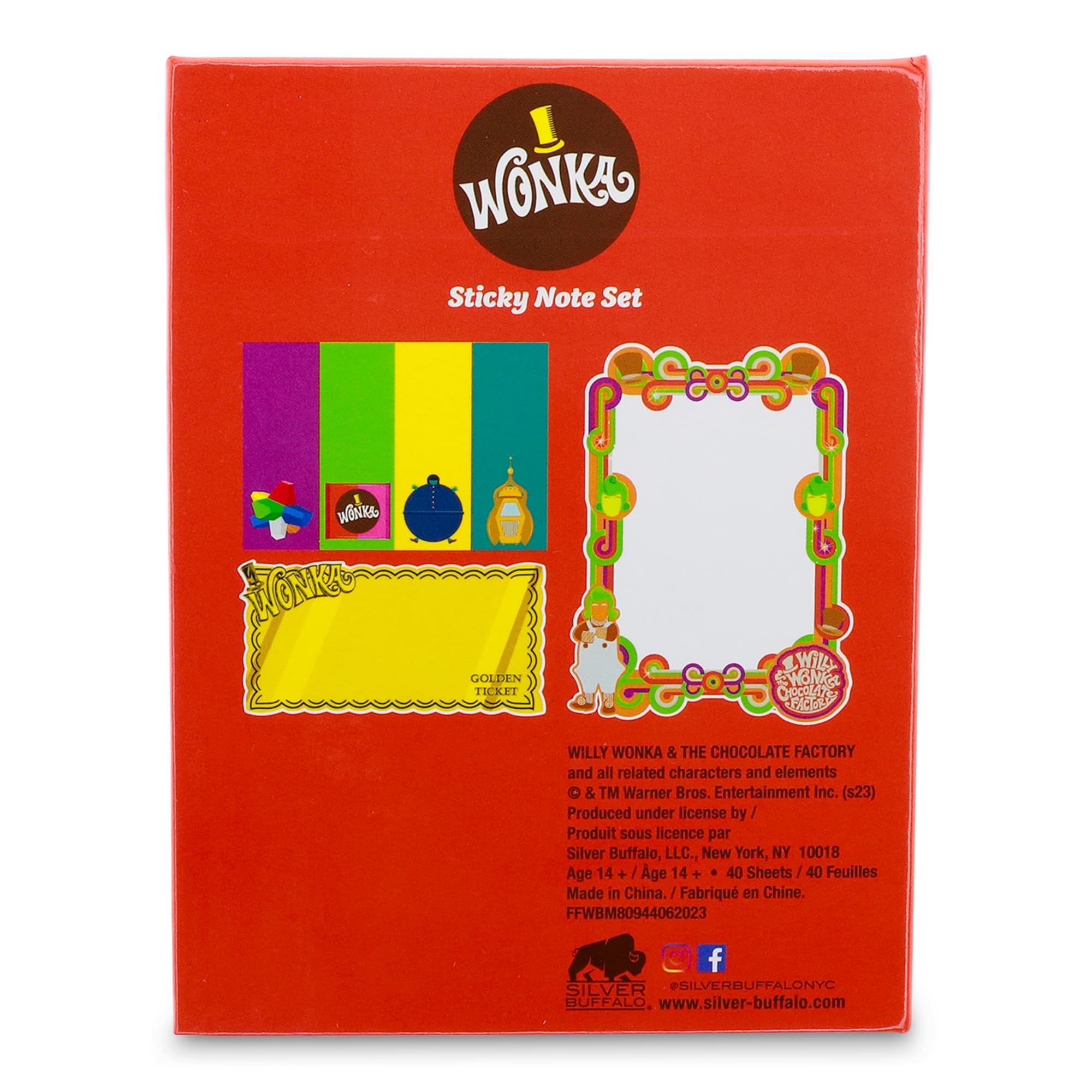 Willy Wonka Chocolate Bar Icons Sticky Note and Tab Box Set | Notepad Stationery Paper, School and Office Supplies