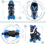 Nattork Kids Roller Skates Blue Adjustable Sizes Indoor Outdoor Light Up Wheels view 3
