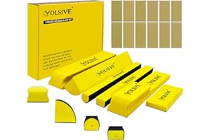 Hand Sanding Block Set of 7, Rectangle Sanding Blocks Auto Body with 20Pcs Hook and Loop Sandpaper,Flexible for Automotive Pa