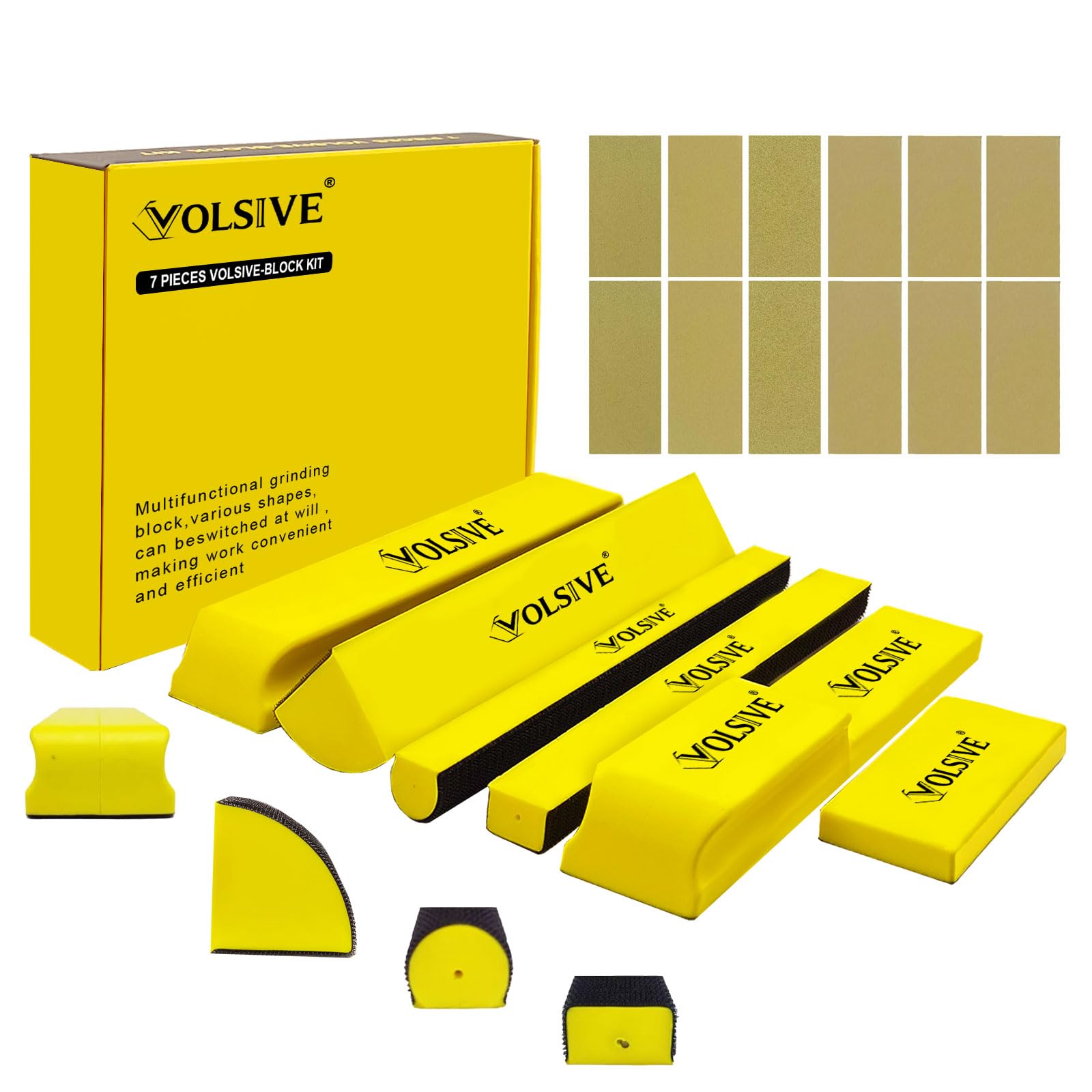 Photo 1 of Hand Sanding Block Set of 7, Rectangle Sanding Blocks Auto Body with 20Pcs Hook and Loop Sandpaper,Flexible for Automotive Paint and Woodworking Sand Furniture Home Arts and DIY Crafts