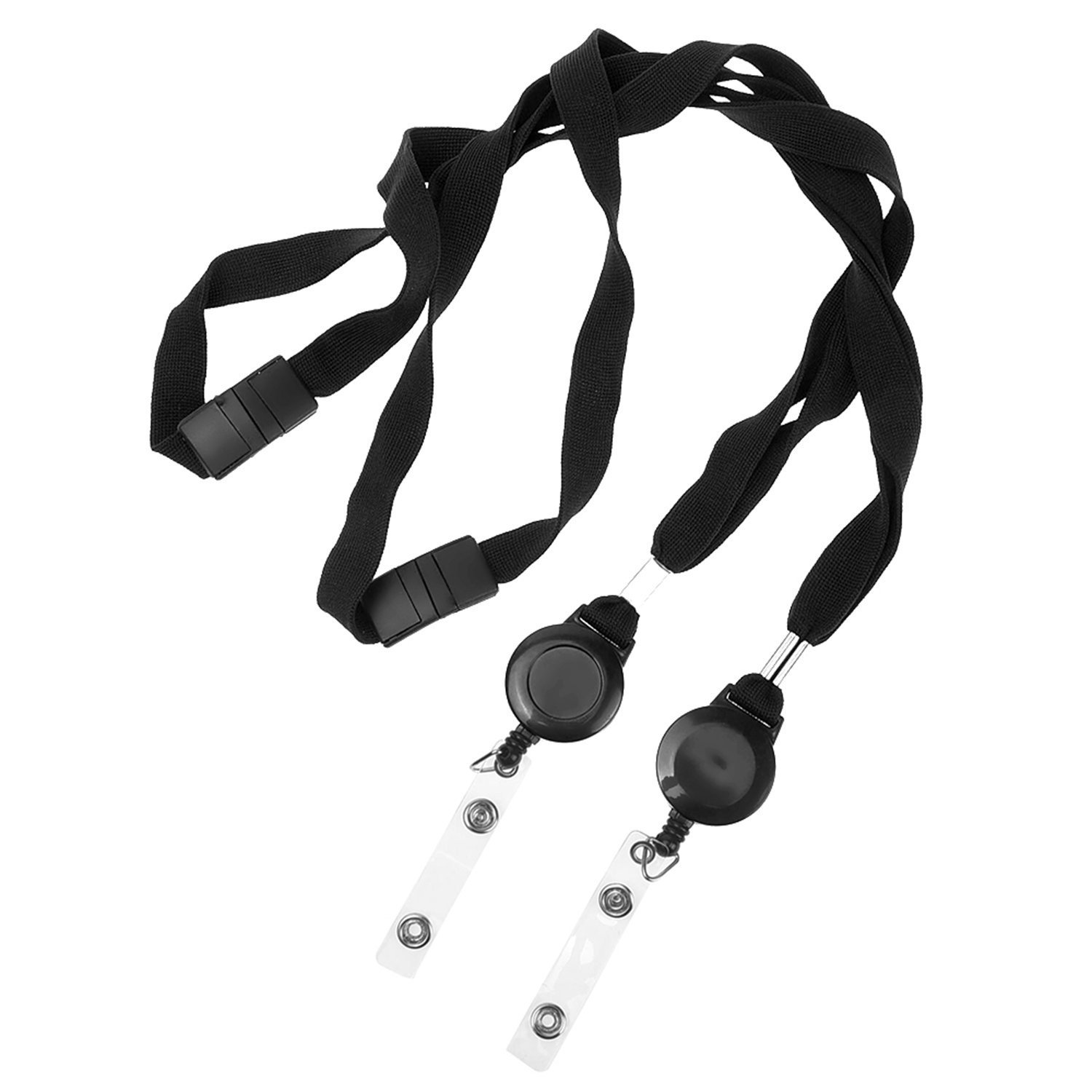 Retractable Reel Lanyard Breakaway Neck Lanyard for ID Badge, Badge Holder, 2 Pack, Black