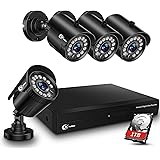 XVIM 8CH 1080P Security Camera System Home Security Outdoor 1TB Hard Drive Pre-Install CCTV Recorder 4pcs HD 1920TVL Upgrade 