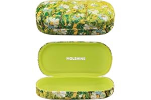 molshine Hard Shell Leather Sunglasses Case,Classic Large Glasses Case for Women Men,Sunglass Eyeglasses