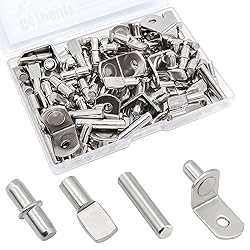 104Pcs Shelf Pins Kit,4 Styles Nickel Plated Shelf