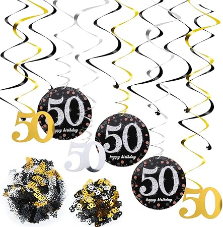 Flofia Compleanno 50 Anni Decorazioni Addobbi Pendenti Festoni Striscione Spirale Da Appendere Con Coriandoli Da Tavolo Per Donna Uomo Cerimonia Festa Sorpresa Decorazioni Compleanno 50 Anni Amazon It Casa E Cucina