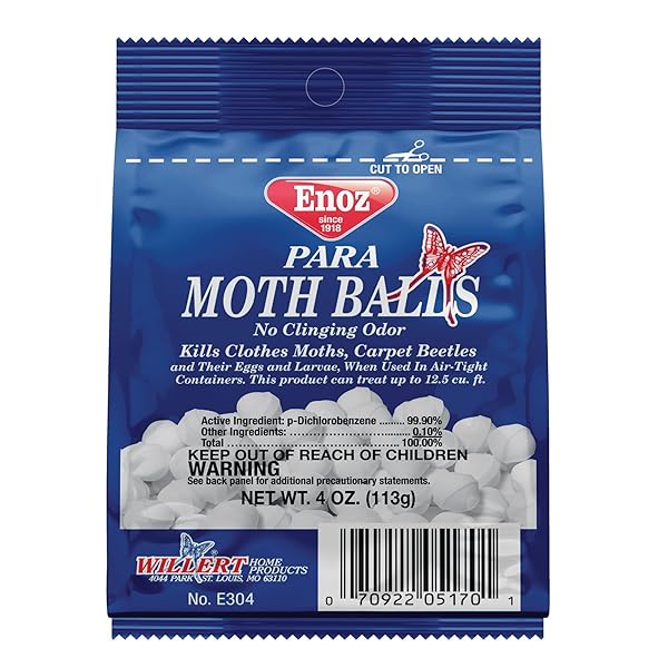 ENOZ PARA MOTH BALLS, KILLS CLOTHES MOTHS AND CARPET BEETLES, NO CLINGING ODOR,