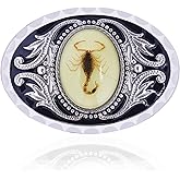 LAXPICOL Vintage Cool Novelty Oval Stone Belt Buckle For Men Western Cowboy Buckle Silver Tone
