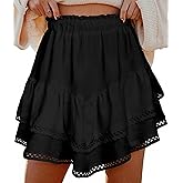 Ammiko Flowy Shorts for Women Summer Ruffle Tiered Skirt Casual Crochet Boho Skorts High Waist Mini Skirts Golf Tennis