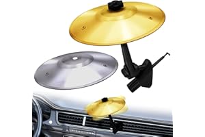 SYRYIA 2 Pcs Car Cymbals - Universal Air Vent Mounted Rhythm Percussion for Road Trips, Traffic Jam Fun & Music Lovers - Tool-Free Install, Car Accessory (Gold + Sliver)
