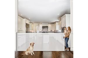 42'' Tall 122'' Extra Wide Retractable Baby Gates for Large Openings, Momssy Child Safety Mesh Gate, Long Dog Gate for Indoor/Outdoor Stairs Hallways Deck Patio Garage Door