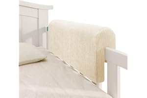 AEOCOO Bed Rail Bumpers Protector, Hospital Bed Rails Padding, Loft Beds and Bunk Beds Bumpers Protector, Premium Soft Memory Foam - Anti-Bump | Fall Prevention, Size 35.4 x 5.5 x 11.8 Inches, Beige