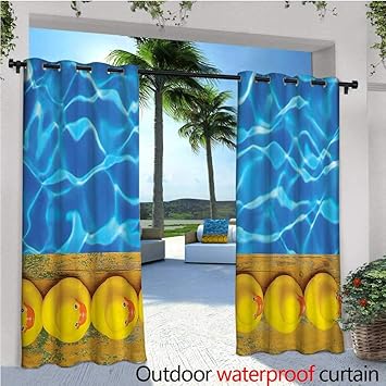 Amazon Com Yellow And Blue Patio Curtains Cute Rubber Ducks