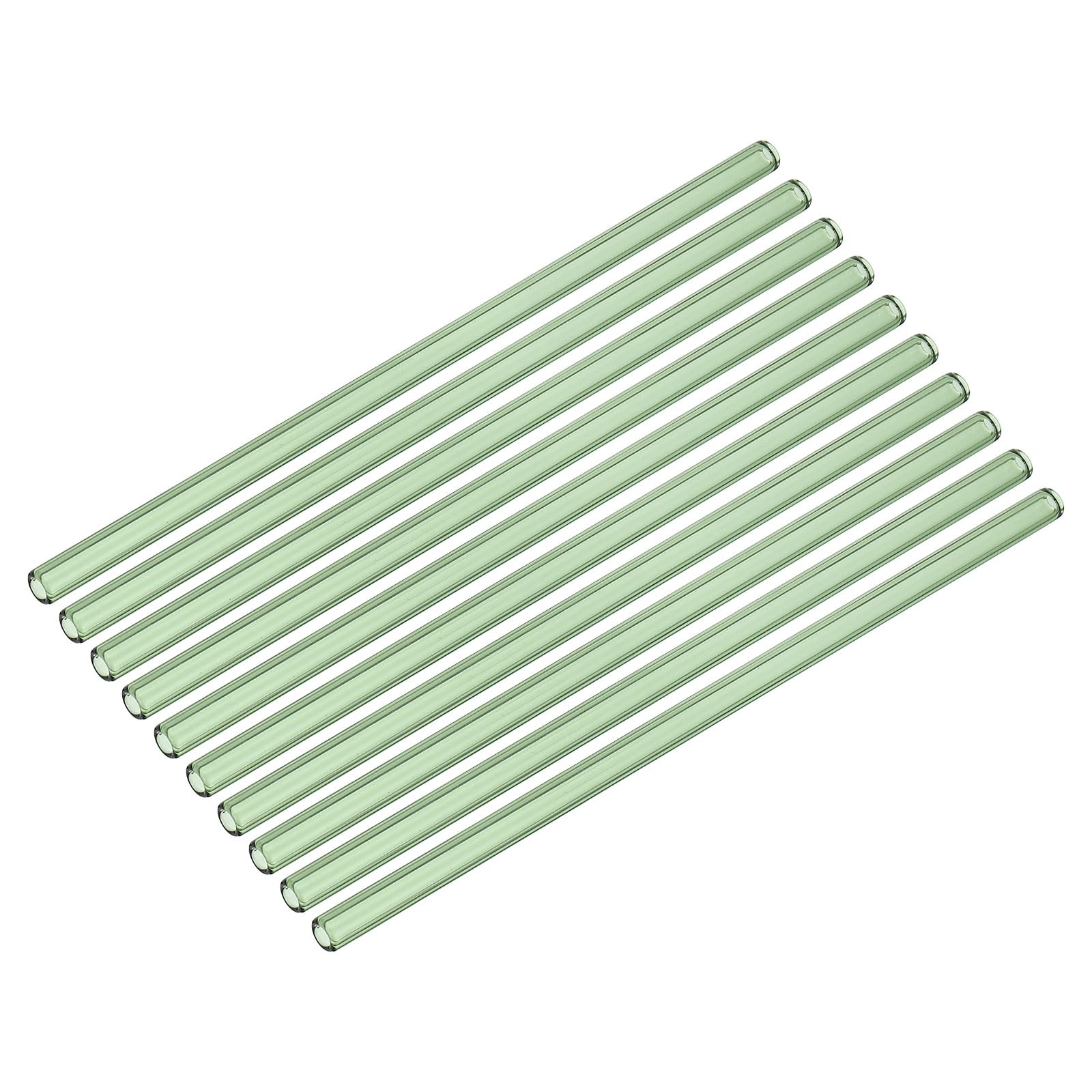 PATIKIL 8 Inch Glass Tubes, 10 Pack Borosilicate Long Glass Pipes Glass Blowing Tubes Industrial Glass Tubing for Glass Making DIY, Green
