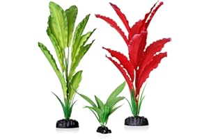 Emotionlite Aquarium Plants, Artificial Fish Tank Silk Decorations Decor Plants Set Red & Green 3 Packs