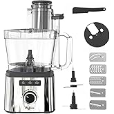 MAGICCOS 14-Cup Lemon Slicer Food-Processor - Large Feed Chute, 13 Speeds & Pulse, 3 Programs，Cheese Shredding, Cutting Fries