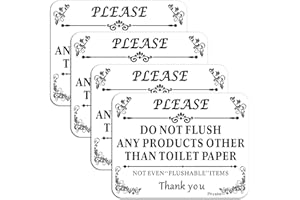 Phyabe 4 PCS Do Not Flush Any Products Other Than Toilet Paper Sign, 5” x 4” Thick Acrylic Self-Adhesive Sign, Ideal for Rest