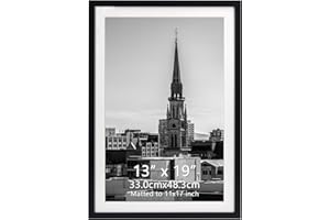 Hoikwo 13x19 Black Picture Frame, Display Pictures 11x17 with Mat or 13x19 Without Mat, 1 Pack 13 by 19 Frame for Wall Hanging