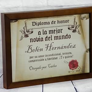 Calledelregalo Regalo Personalizable para tu Pareja: Diploma pergamino
