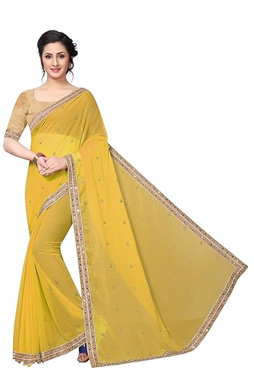Winza Designer Womens Georgette Saree With Blouse (DIAMOND QUEEN)