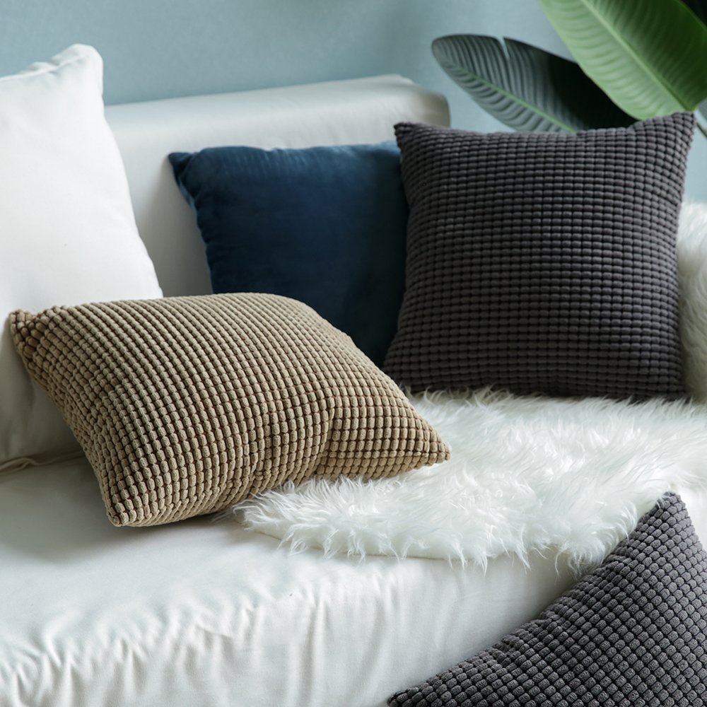 MIULEE Pack of 2 Decorative Throw Pillow Covers Soft Corduroy Solid