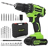 Yougfin Cordless Power Drill Set,20V Electric Drill with Fast Charger,3/8-Inch Keyless Chuck,2 Variable Speed,25+1 Torque Set