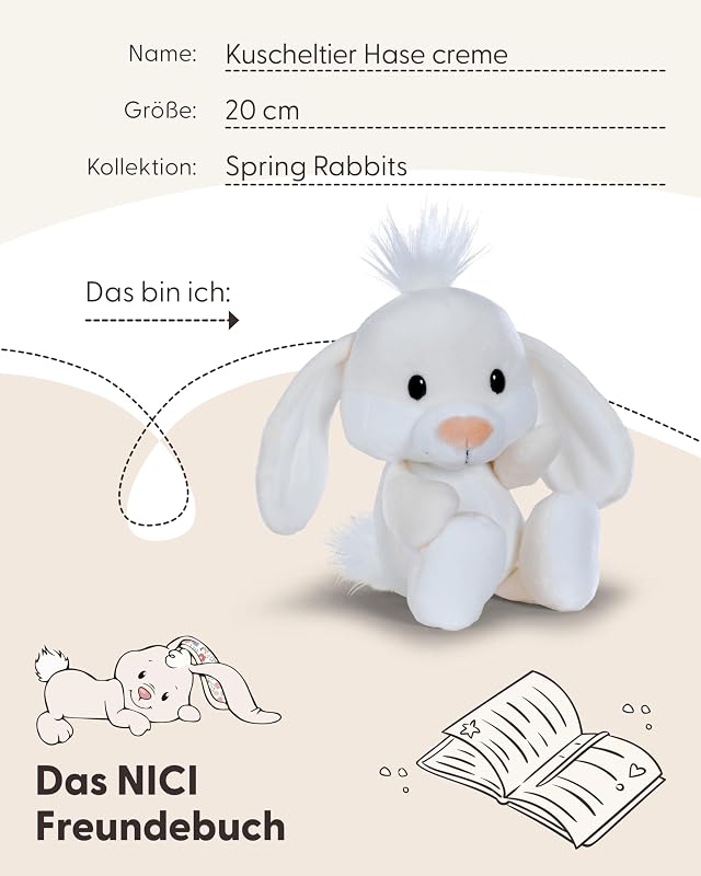 Kuscheltier Hase 20cm - beige - 62675