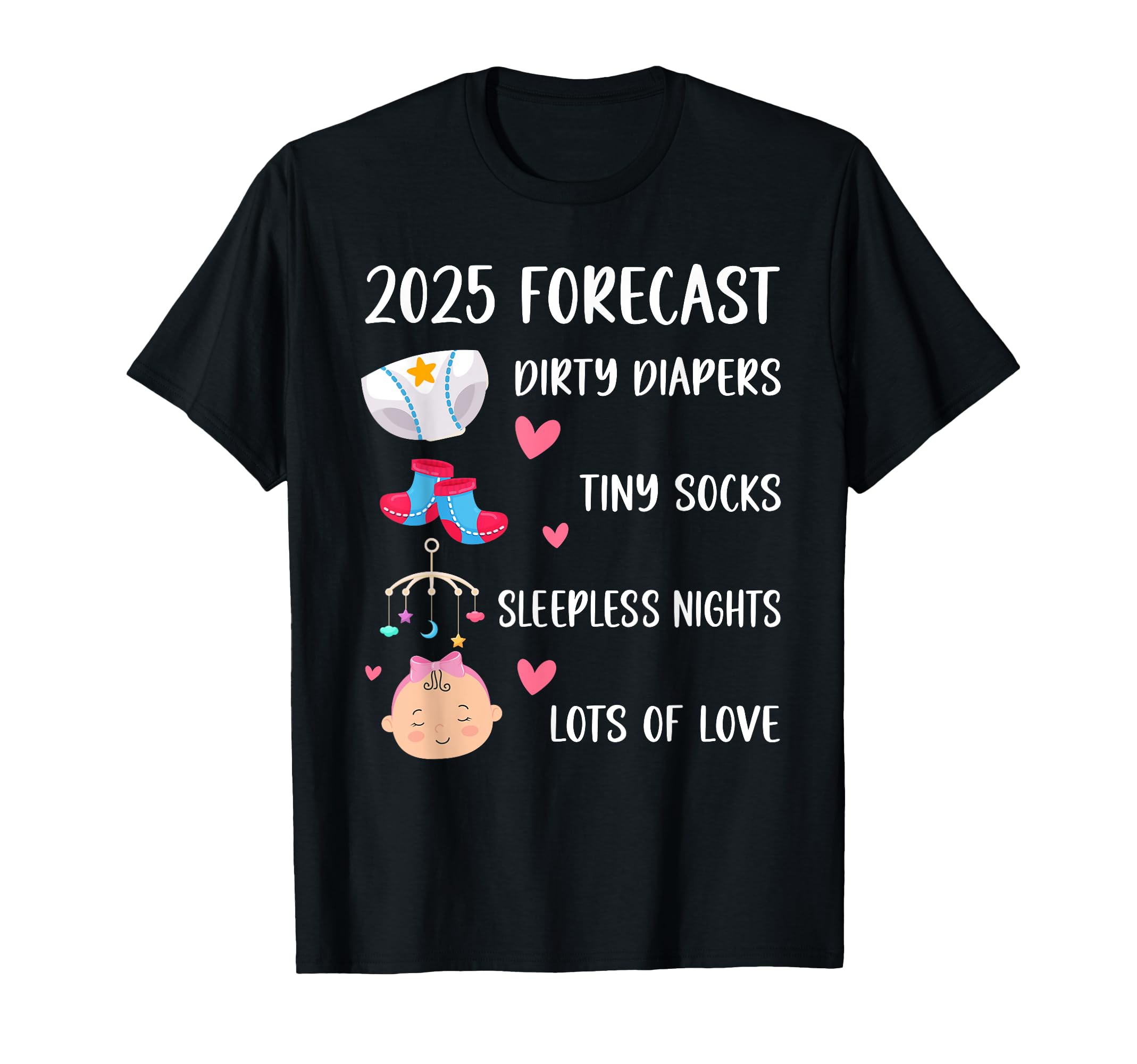 Photo 1 of 2025 Forecast Pregnancy Announce Baby Coming Soon T-Shirt
