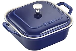 STAUB Ceramics Square Covered Baking Dish, 9x9-inch, Dark Blue