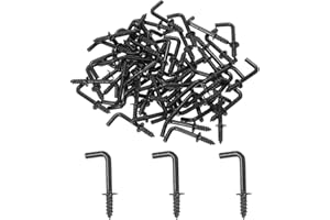 YELARXI L-Shape Screw Hooks Carbon Steel 7 Shape Right Angle Medal Hooks, 1/2 Inch Fit for Hanging Home Workplace Office (30P
