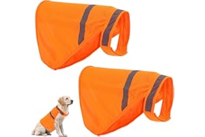 2pcs Dog Hunting Reflective Vests, Medium Size High Visibility Bright Orange Vis Dog Safety Vests Suitable Security Jacket fo