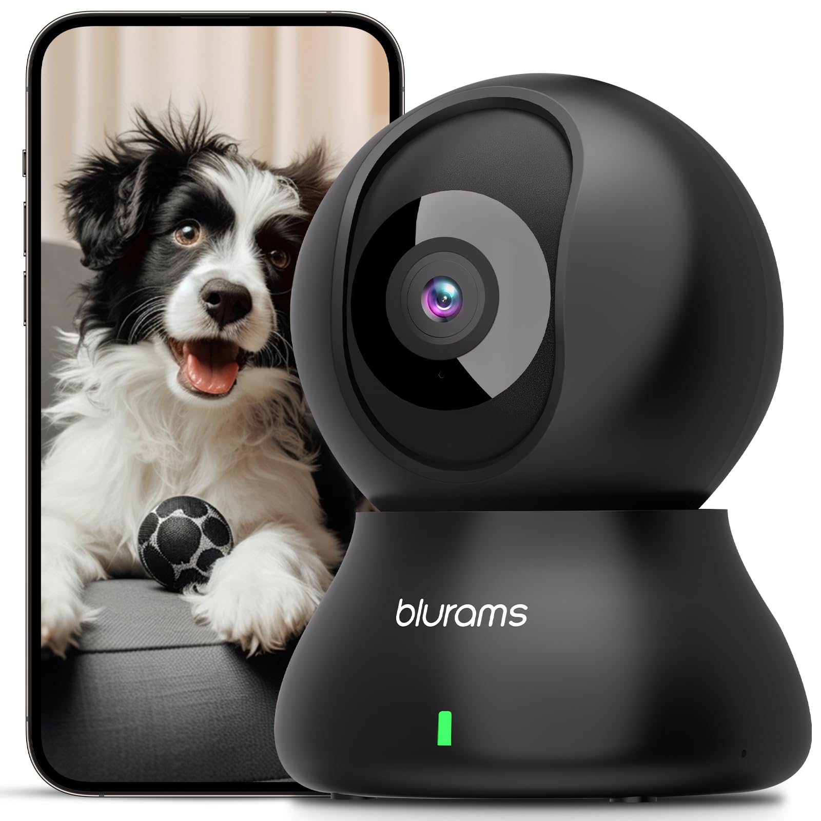 blurams Pet Camera 2K Black, Indoor Camera, Dog Camera, 360° Home Security Camera, 2.4g & 5g, Night Vision, Motion Tracking, 2-Way Talk, Cloud&SD, APP Control, Works with Alexa