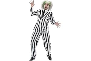 fun shack Black and White Striped Suit Mens Costume, Halloween Costumes for Adults, Halloween Costumes for men