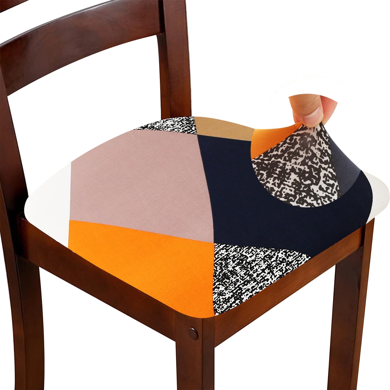 ZHILING Stretch Chair Seat Covers for Dining Room Set of 4, Elastic Dining Chair Seat Protector Cover Removable Washable Chair Slipcovers with Ties