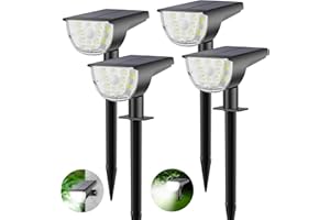 JIORRIO Solar Spot Lights Outdoor Solar Lights Outdoor Waterproof IP65 Solar Powered Outdoor Lights, Solar Landscape Spotlights Outdoor Solar Lights (Bright White, 4 Packs)