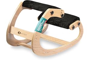 NYPOT Ergonomic Kneeling Chair - Adjustable Rocking Knee Chair Posture Chair - Wooden Office Chair for Back Pain Relief - Desk Chair for Home (Black Velvet)