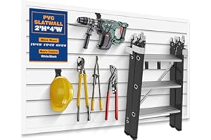 Lasla White Slatwall Panel Garage 2’X4‘ Slat Wall Organizer PVC Slatwall Heavy Duty Wall Mounted Rack