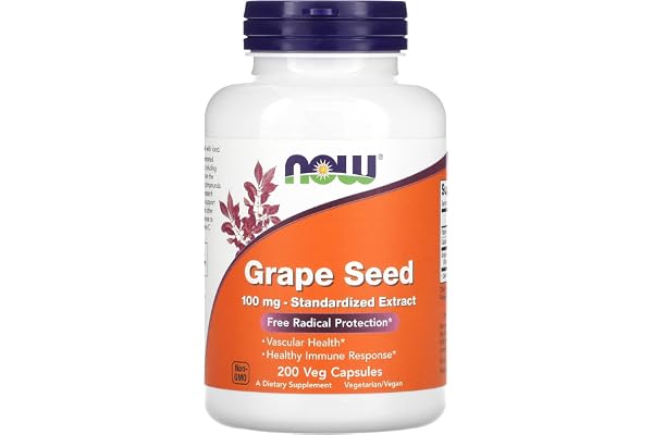 NOW Supplements, Grape Seed 100 mg - Standardized Extract, Highly Concentrated Extract with a Minimum of 90% Polyphenols, wit