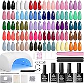 Beetles Gel Nail Polish Kit with U V Light -54 Pcs Gel Nail Kit Four Seasons Glow 32 Colors Set with Base Matte & Glossy Top Coat Soak Off Home Salon Nails DIY Manicure Gifts for Women Teen Girls