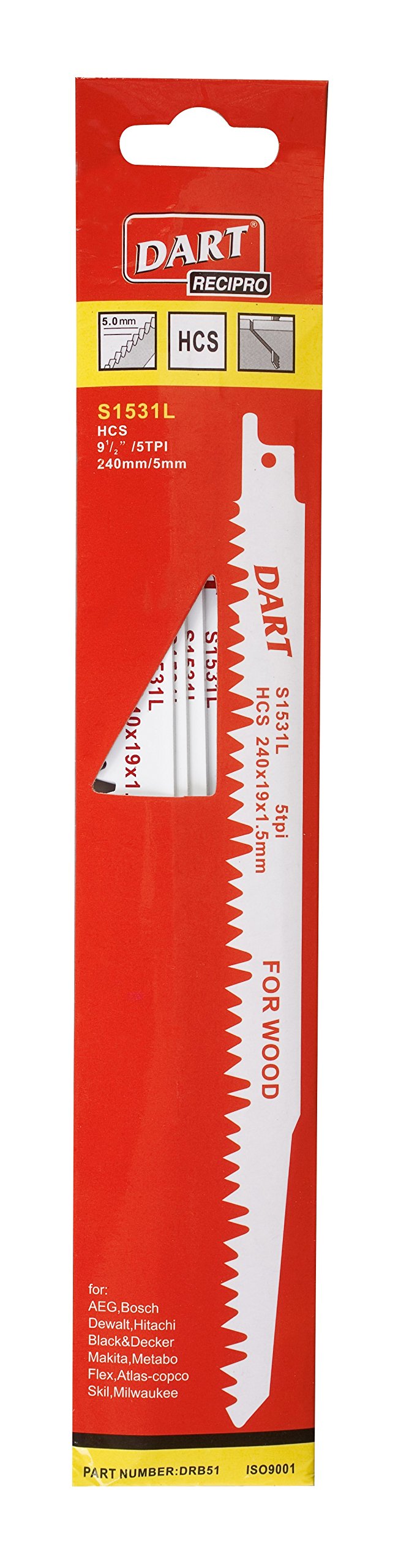 DART DRB53 S1111K Wood Cutting Reciprocating Blade, White, Set of 5 Piece
