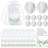 Good Luck Pocket Token Charms Four Leaf Clover Lucky Coins Sets with Blessing Poem Cards and Organza Bags Lucky Pocket Token 
