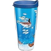 Tervis Made in USA Double Walled Guy Harvey Insulated Tumbler Cup Keeps Drinks Cold & Hot, 24oz, Shark Collage