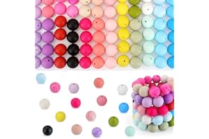 SALUOKE 100 Pcs 15mm Silicone Beads for Keychain Making, Silicone Beads Bulk Round Beads for Bracelets Pens Crafts Jewelry Ma